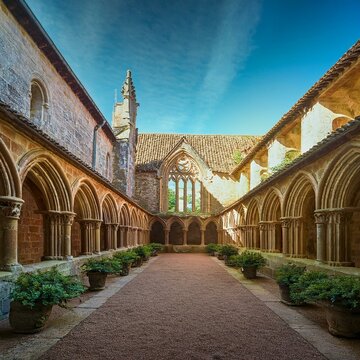 abbey cloister, AI generated