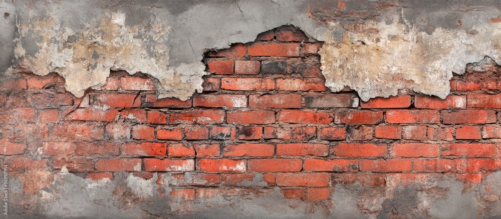 Aufkleber Close up of a Deteriorating Old Red Brick Wall. with copy space image. Place for adding text or design