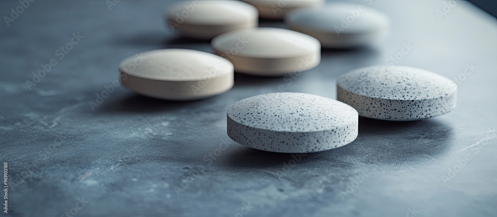 Aufkleber The photograph features a close up of several tablets. with copy space image. Place for adding text or design
