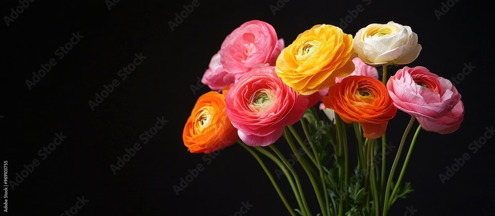 Poster Ranunculus flower bouquet. with copy space image. Place for adding text or design