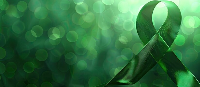 Spinal Cord Injury Awareness Day concept image green ribbon with copyspace World Glaucoma Day backdrop