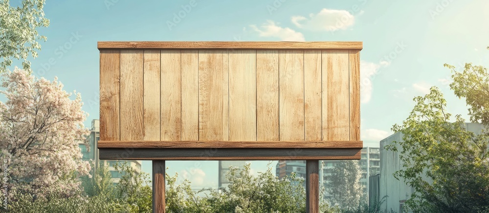 Poster Empty wooden Billboard. with copy space image. Place for adding text or design