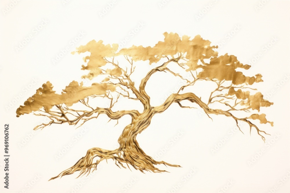 Wall mural tree bank art drawing sketch.