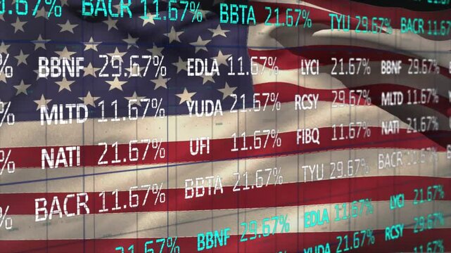 Animation of financial data processing over map of usa
