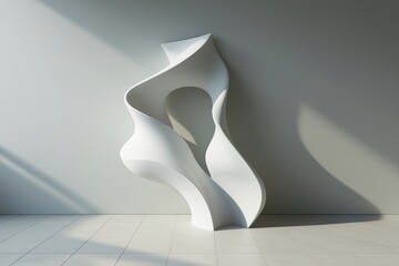 Three Dimensional Abstract Shapes Flowing on a Clean Airy Background