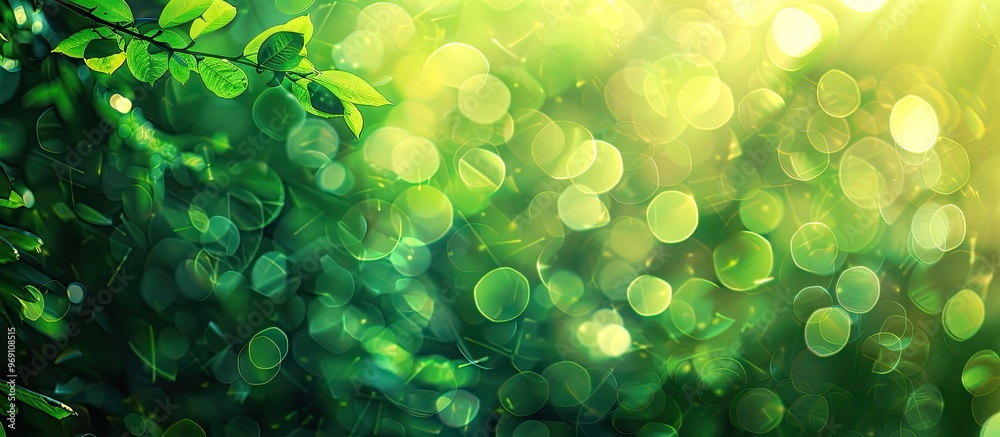 Poster abstract green background with bokeh effect. with copy space image. place for adding text or design