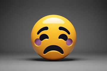 3D Sad Face Emoticon Expressive Crying Icon with Emotional Depth