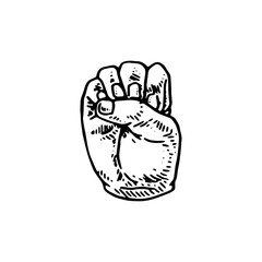 E in ASL - American Sign Language vector illustration