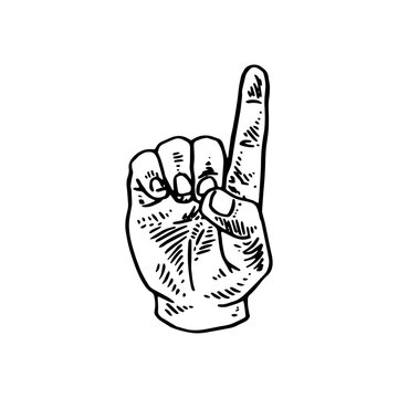 D in ASL - American Sign Language vector illustration