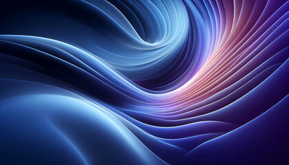 Obraz premium A smooth flowing abstract background featuring gradients of deep blues and purples with soft curves and light reflections creating a serene and ethereal ambiance