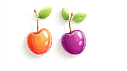 cherry berry cartoon fruit vegetables isolated on white background