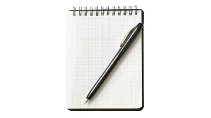 Blank notepad with pen on transparent background