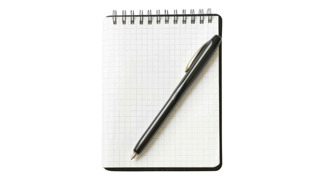 Blank notepad with pen on transparent background