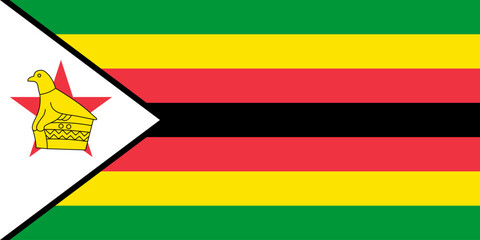 The official national flag of Zimbabwe. Flag of the Republic of Zimbabwe. Correct proportions and colors. Vector illustration