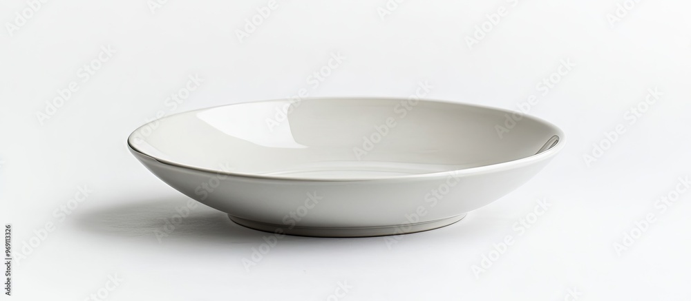 Fototapete Isolated empty grey circle ceramic plate on a white background with a clipping path. with copy space image. Place for adding text or design