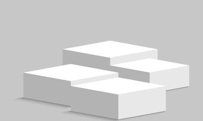 3D product podium background. Geometric pedestal display scene design. Minimal platform stage for product showcase. Vector illustration