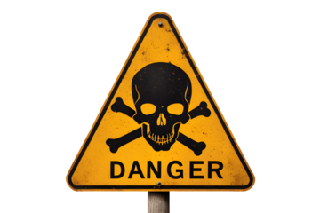 Skull and Crossbones Danger Sign Isolated on Transparent Background
