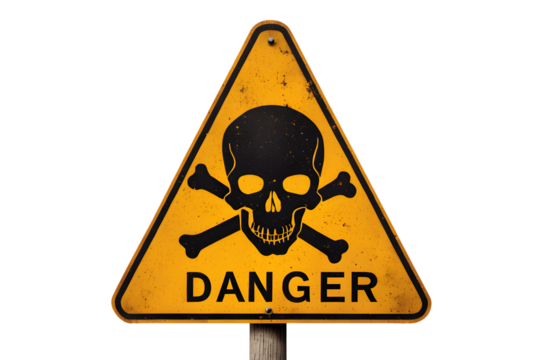Skull and Crossbones Danger Sign Isolated on Transparent Background