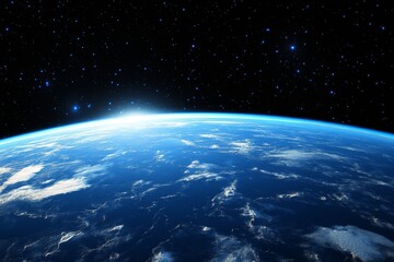 Obraz premium Earth From Space with Starry Sky