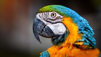 Fototapeta premium Close-Up of a Colorful Parrot, Showcasing Its Vibrant Feathers and Exotic Appeal