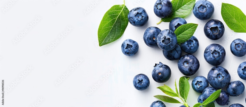 Aufkleber creative arrangement featuring fresh ripe berries blueberry isolated on a white background with copy