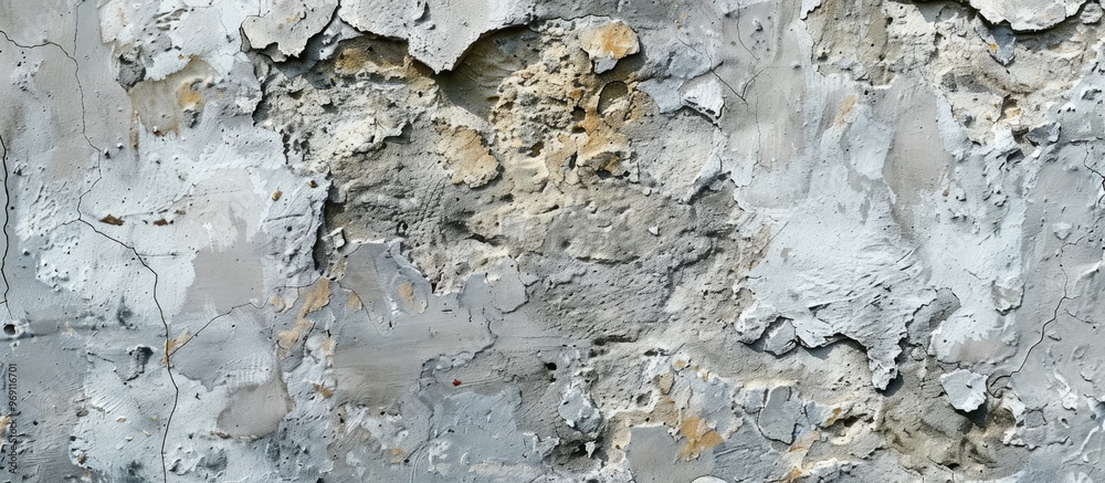 Aufkleber Fragment of an old concrete wall featuring a painted stucco texture background. with copy space image. Place for adding text or design