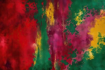Fototapeta premium Vibrant Distressed Background with Rich Red Green Yellow and Soft Violet Textures