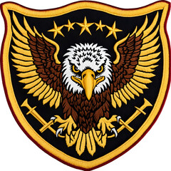 Eagle Embroidered Patch Badge Isolated on Transparent Background
