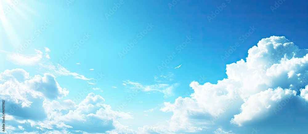 Aufkleber Blue sky featuring white clouds. with copy space image. Place for adding text or design
