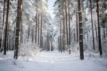 Obraz premium Winter forest landscape outdoors.