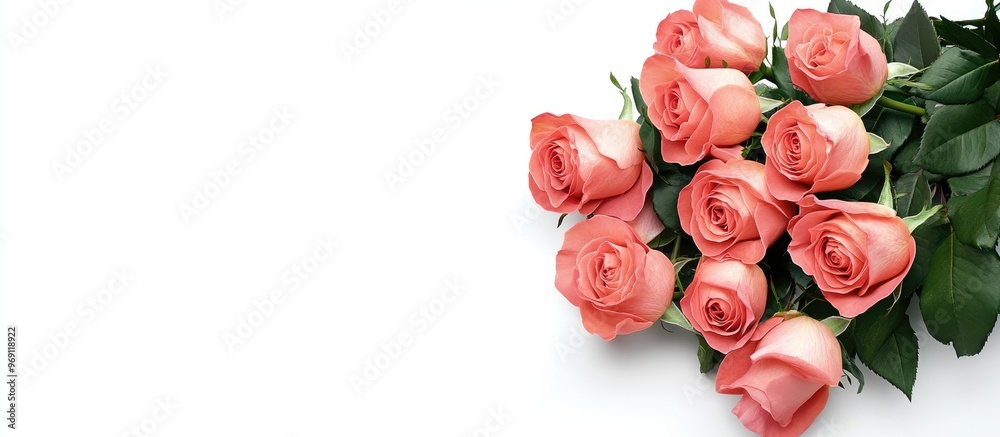 Aufkleber A bouquet of roses on a white background. with copy space image. Place for adding text or design