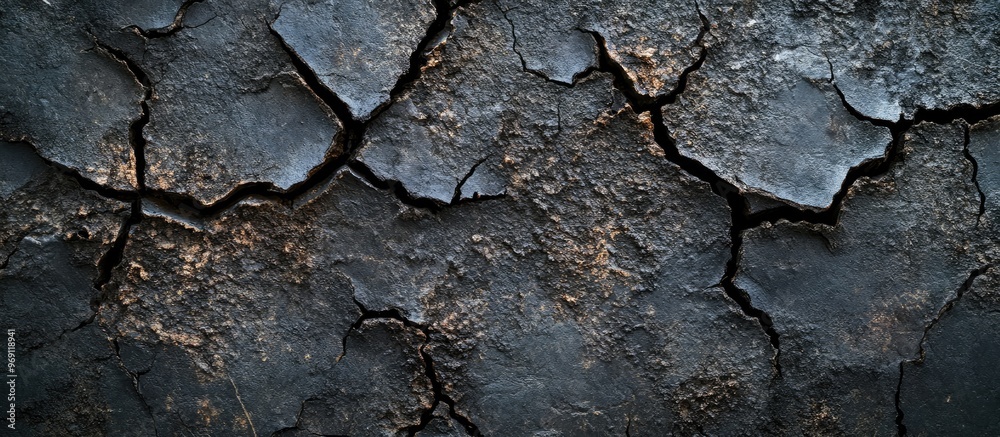 Aufkleber black grunge backdrop texture of a cracked concrete wall close up view background featuring an old d