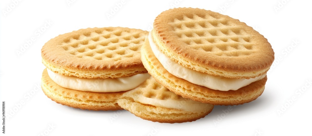 Leinwandbilder sandwich biscuits filled with cream isolated on a white background with a clipping path and copy spa