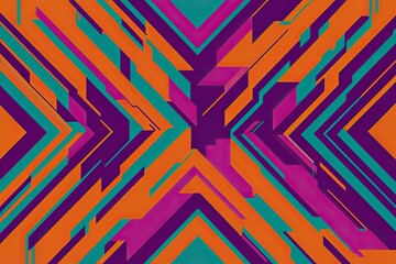 Fototapeta premium Vibrant Geometric Zigzag Pattern with Electric Orange Cool Teal and Rich Purple Shapes