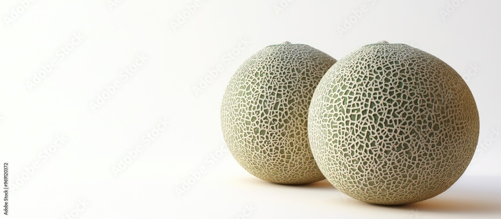 Aufkleber two tasty sweet cantaloupe melons on a white background with copy space for text or images side view