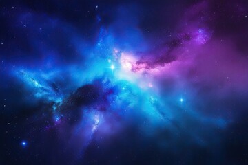 Fototapeta premium Dreamy Starscape Background with Deep Blue and Purple Galaxy Shimmering in an Abstract Night Design