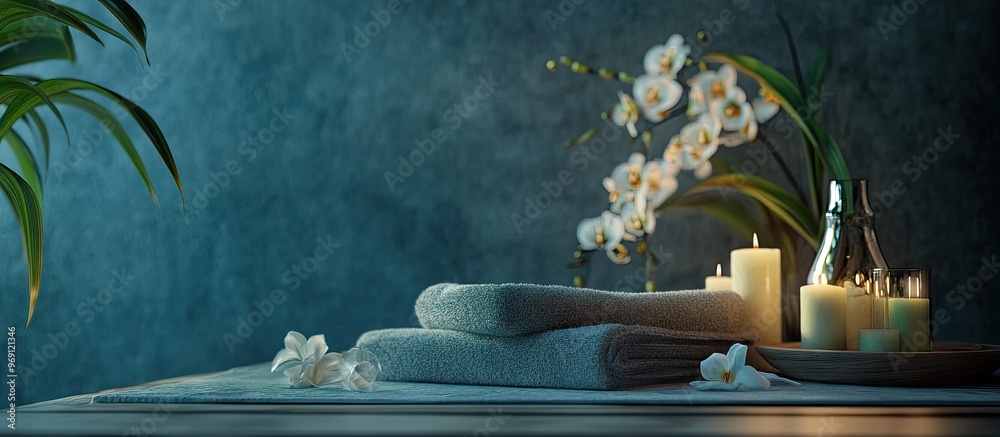 Poster Spa still life. with copy space image. Place for adding text or design