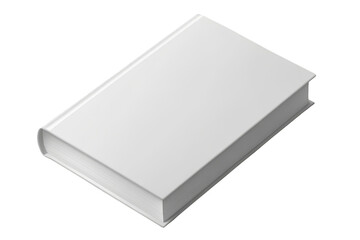 Closed white book mockup on transparent background