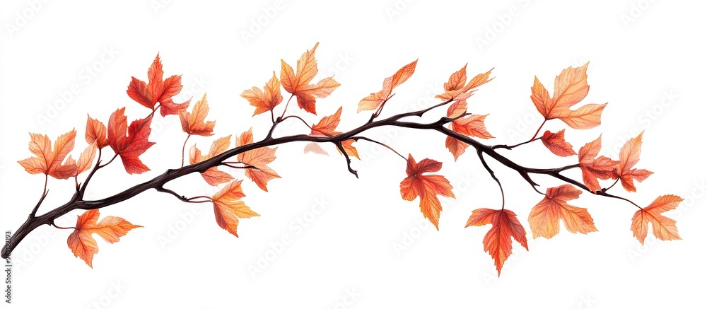 Poster autumn maple branch featuring leaves isolated on a white background. with copy space image. place fo