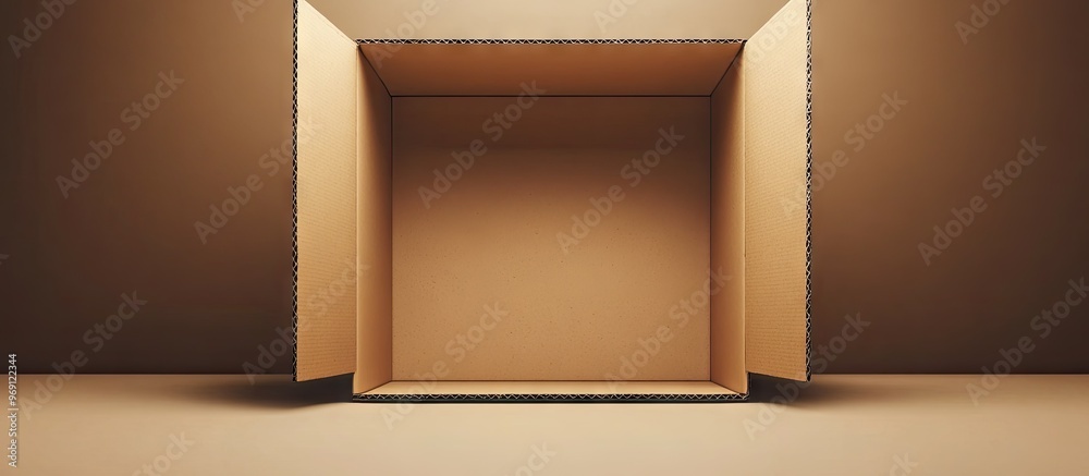 Poster Open Empty Cardboard Container packaging. with copy space image. Place for adding text or design