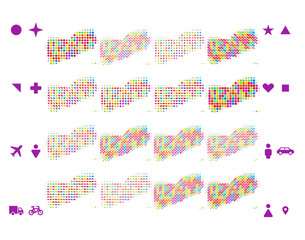 Yemen map in different icon shapes