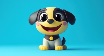 Fototapeta premium Playful Cartoon Dog Face with Big Smile and Cheerful Expression