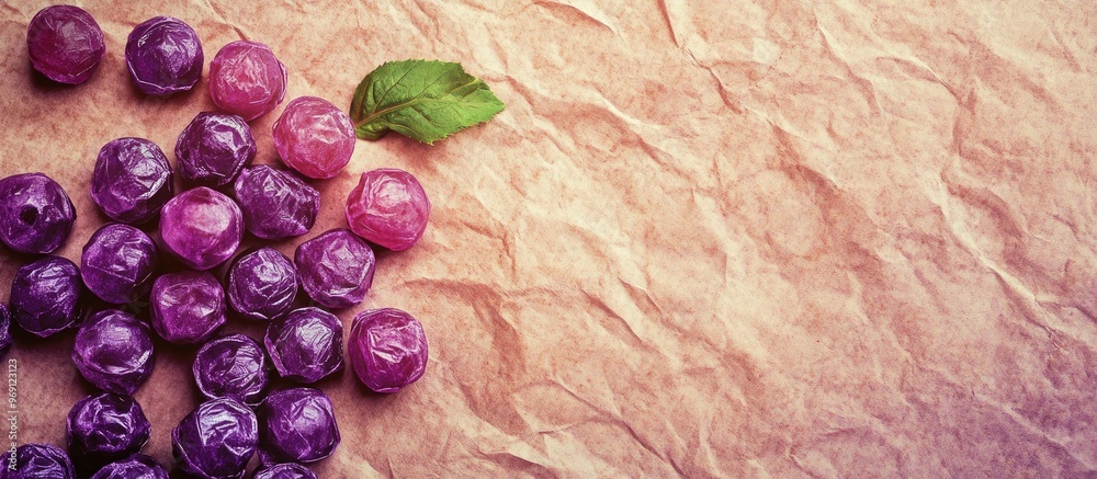 Aufkleber textured vintage paper background featuring violet candy from Madrid. with copy space image. Place for adding text or design