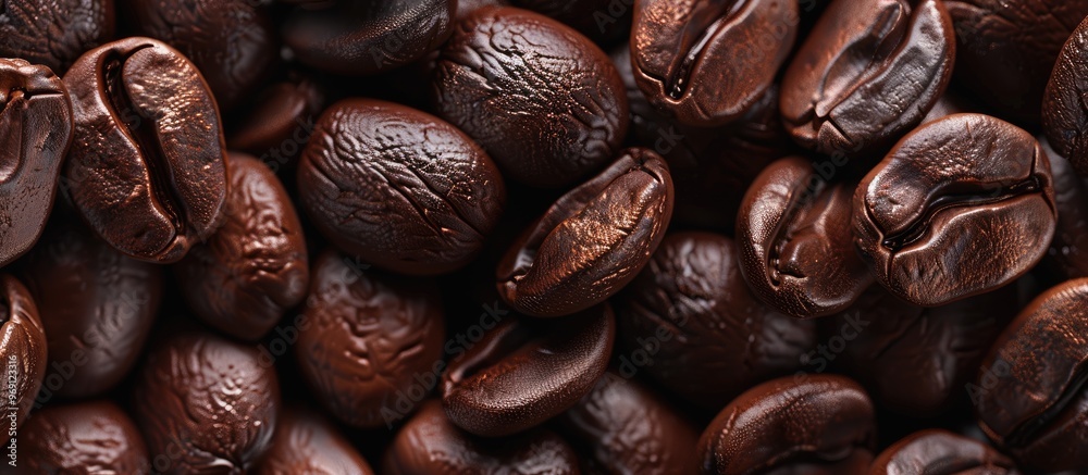 Leinwandbilder Close up of coffee beans against a plain backdrop. with copy space image. Place for adding text or design