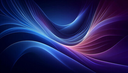 Fototapeta premium A smooth flowing abstract background featuring gradients of deep blues and purples with soft curves and light reflections creating a serene and ethereal ambiance