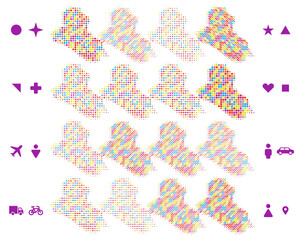 Iraq map in different icon shapes