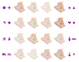 Algeria map in different icon shapes