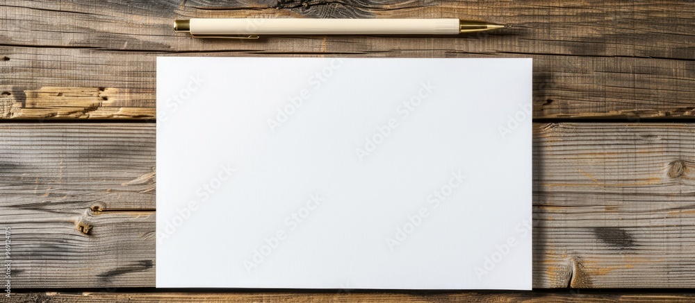 Poster Empty note paper on a wooden surface. with copy space image. Place for adding text or design