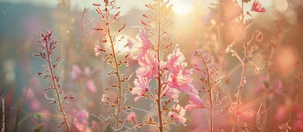 Fototapete textured vintage paper background featuring fireweed. with copy space image. place for adding text o