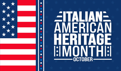 Italian American Heritage Month background or banner design template  is observed every year in October. Holiday concept. Template for card, poster, placard, template. eps 10